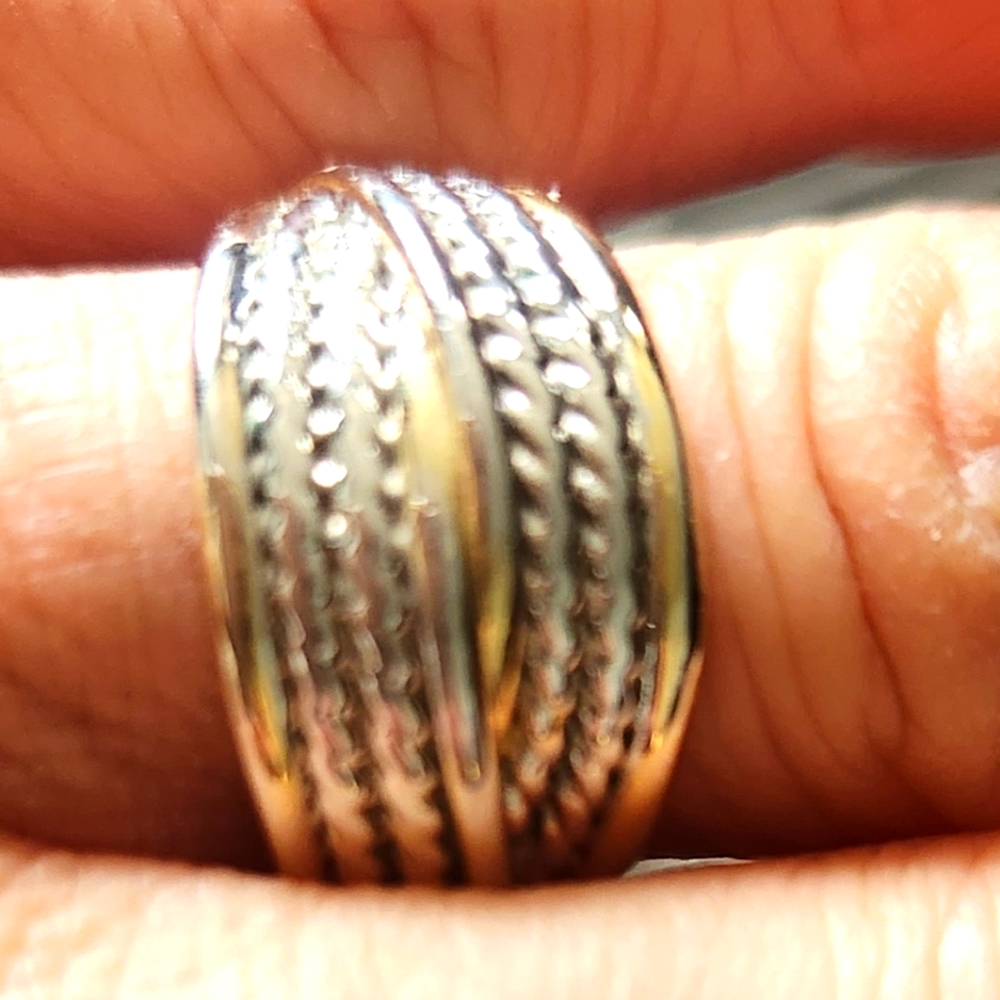 2 Tone Gold/Silver Stainless Twisted Ring